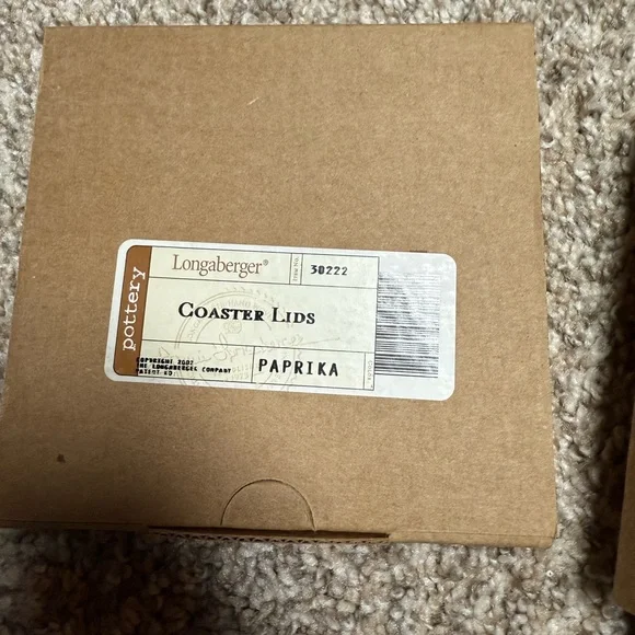 Longaberger NWT set of 4 ceramic coasters in Paprika color - Picture 2 of 4